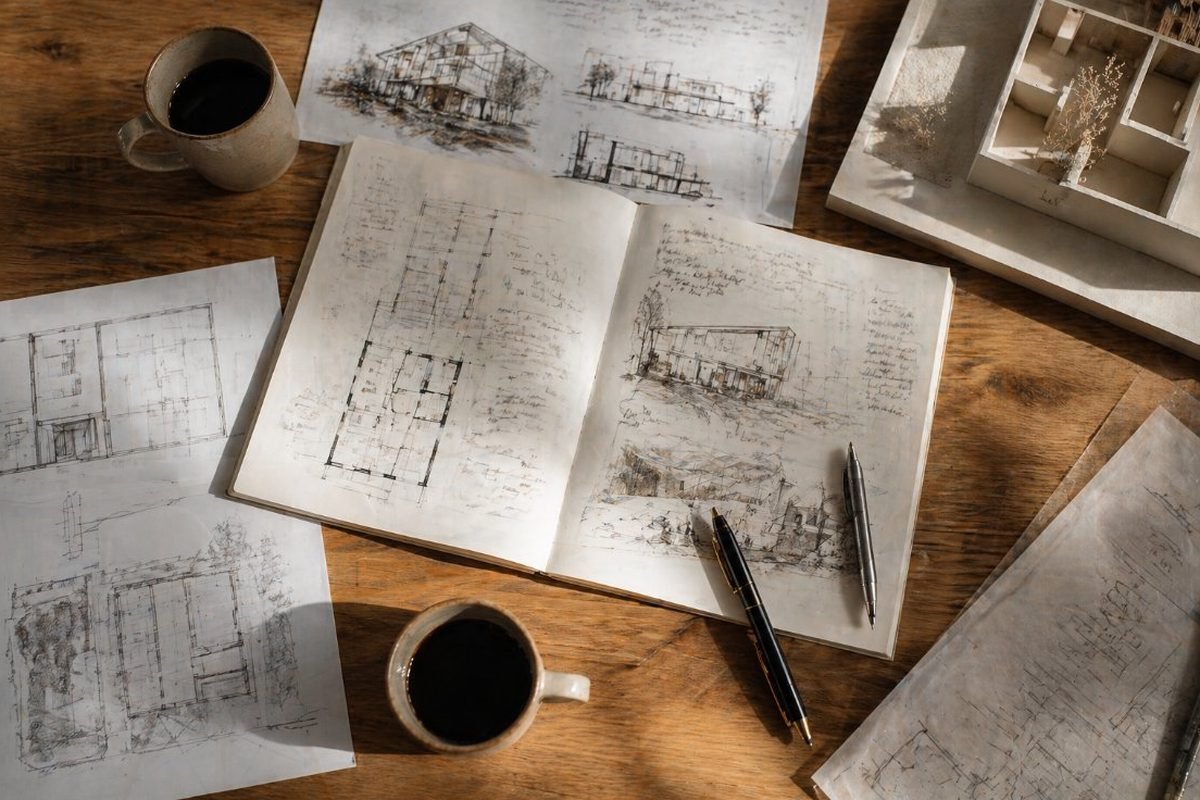 Cuaderno de bocetos de anteproyecto de vivienda unifamiliar